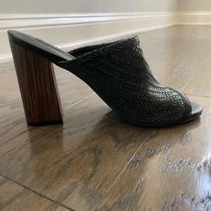 Design Lab by Lord & Taylor toeless black mules. Size 8.